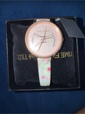 Ted Baker Rose Gold Dial Watch with Pastel Floral Strap